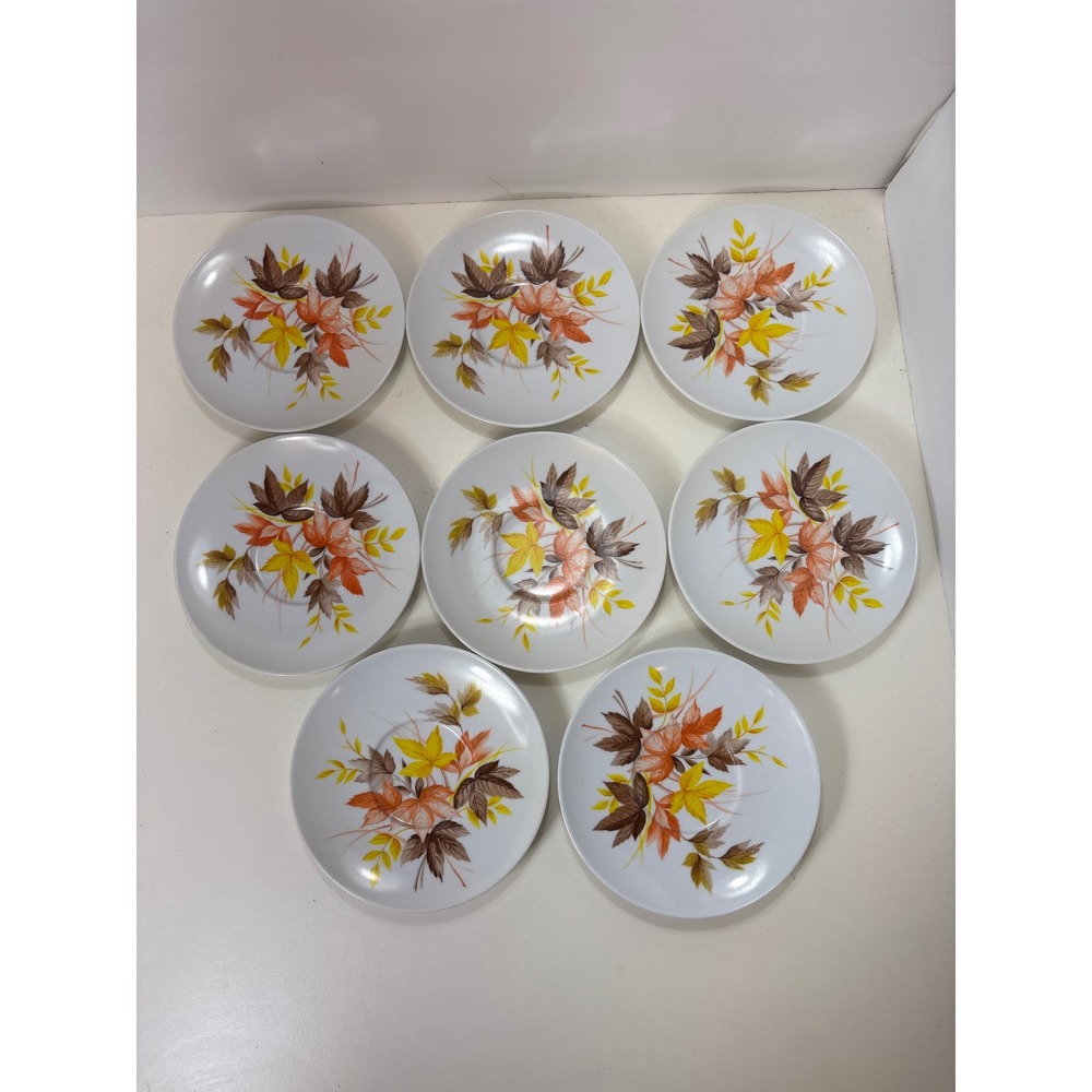 8 VTG Park Avenue Melamine MELMAC 6" Plates Orange Yellow Fall Leaves MCM PG5 - Picture 2 of 7